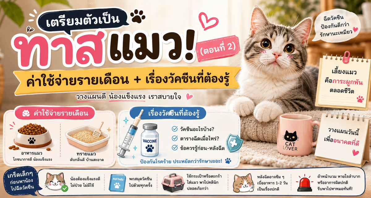 🐾เตรียมตัวเป็นทาสแมว! (ตอนที่ 2) ค่าใช้จ่ายรายเดือน + เรื่องวัคซีนที่ต้องรู้ 💰
