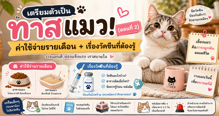 🐾เตรียมตัวเป็นทาสแมว! (ตอนที่ 2) ค่าใช้จ่ายรายเดือน + เรื่องวัคซีนที่ต้องรู้ 💰